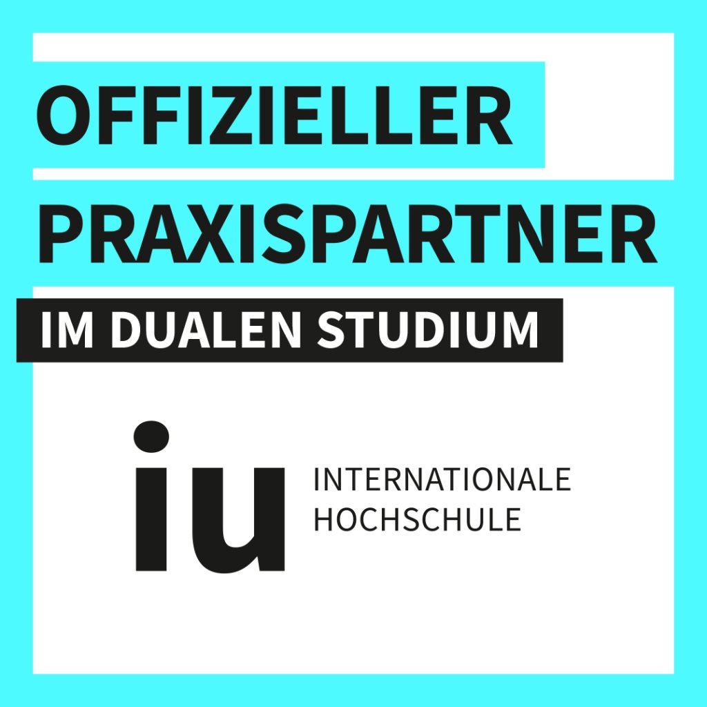 Verifizierungsabzeichen als offizieller Praxispartner der Internationalen Hochschule IU.